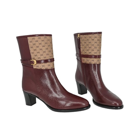 Gucci Women's Leather & Mini GG Canvas Ankle Boots - Picture 2 of 15